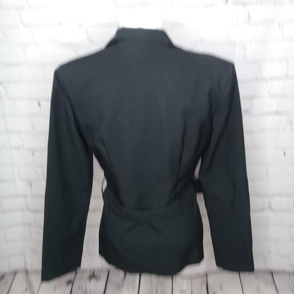 Tragically Hip Vintage 90's Y2K Black Zip Front Blazer Belted Sz Med - Picture 7 of 9